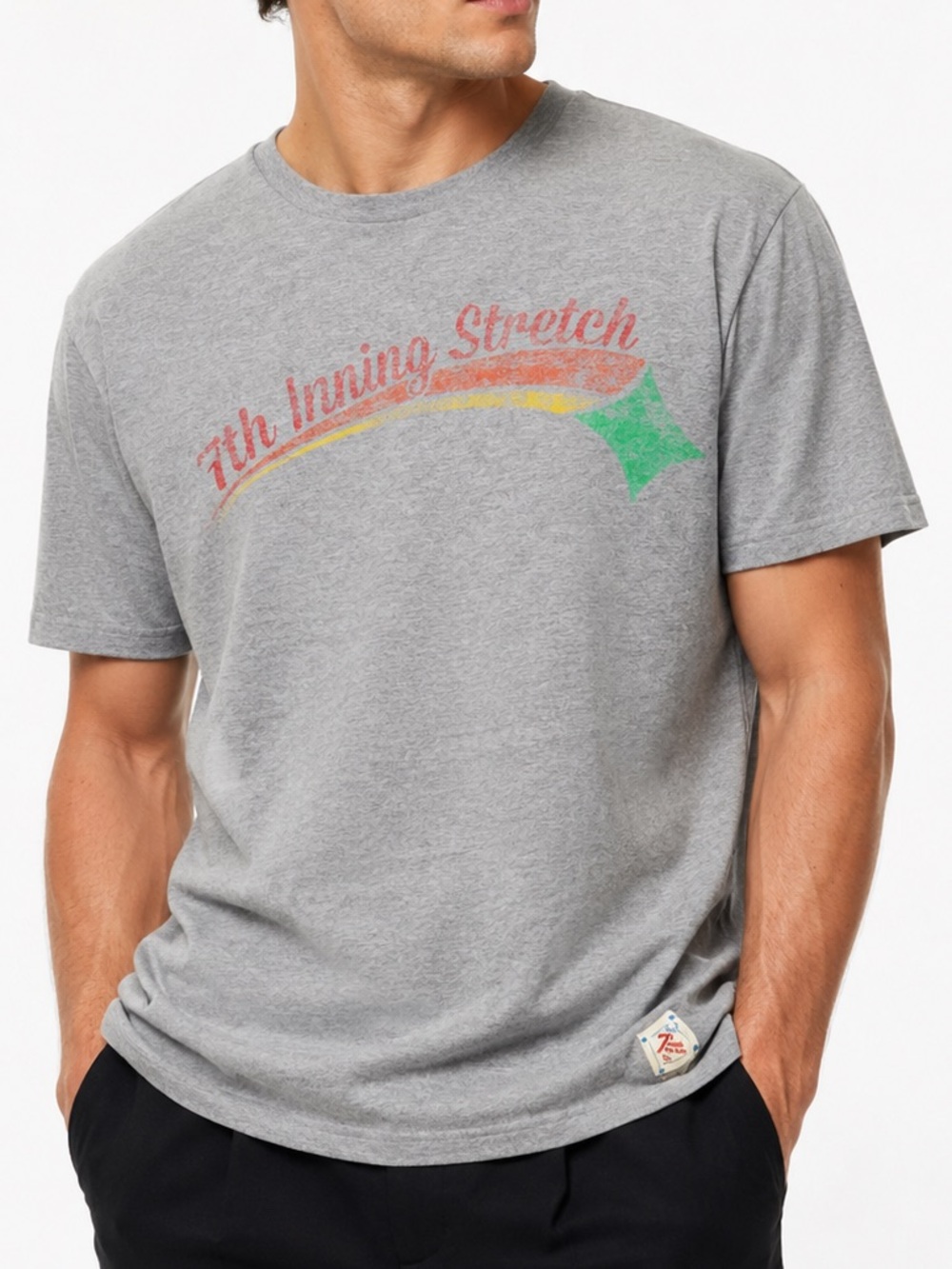 7th INNING STRETCH Men’s Grey Short Sleeve Tee 100% Cotton T-Shirt